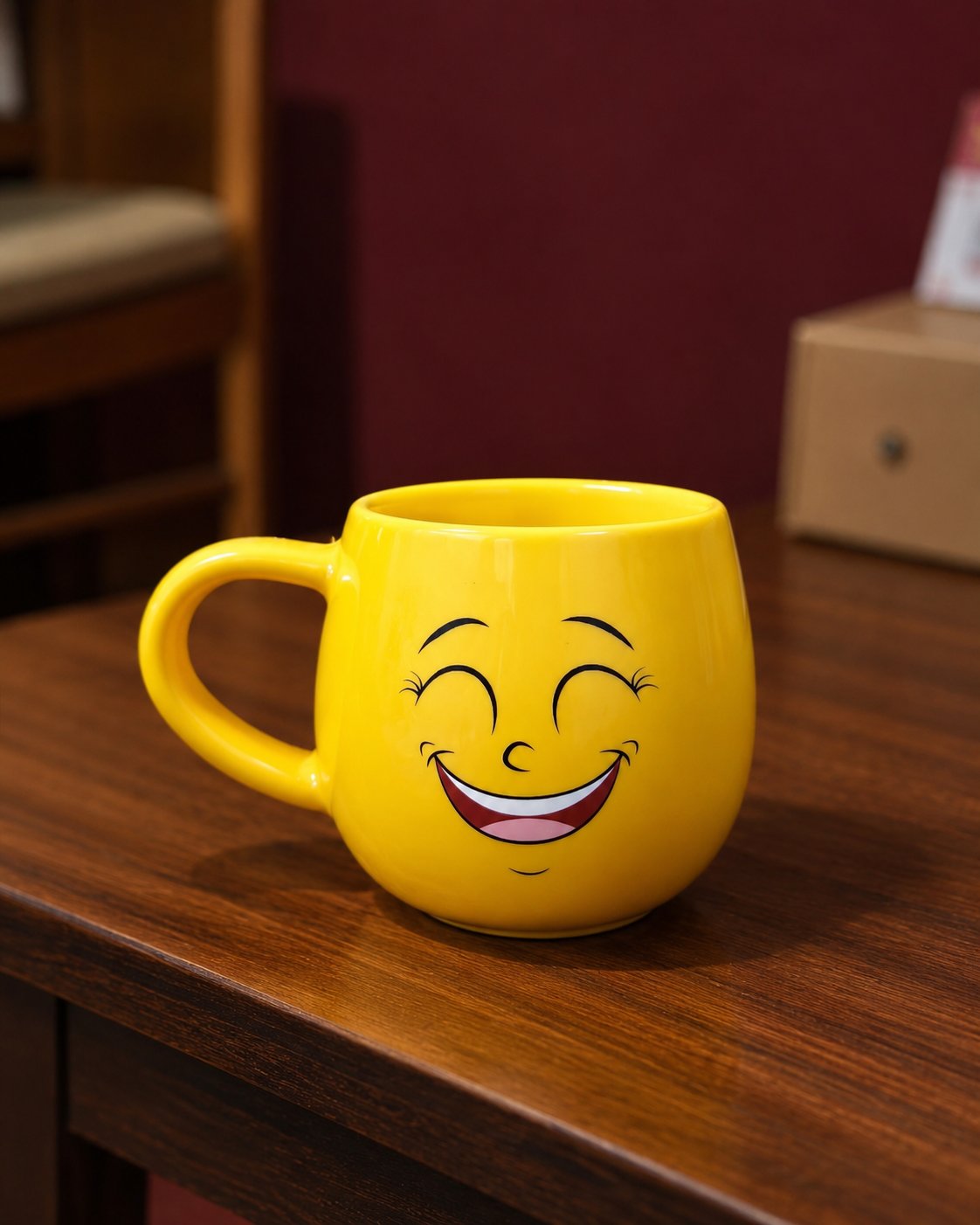 Happy Smiley Face Yellow Ceramic Coffee Mug | Emoji Printed Tea & Coffee Cup