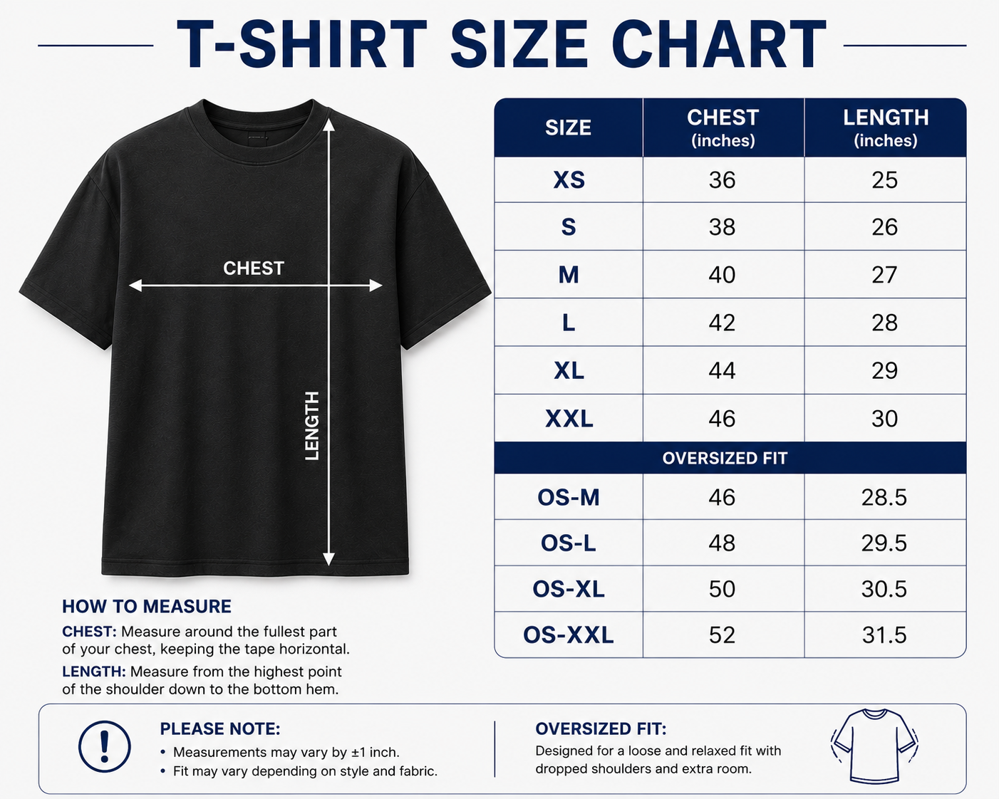 T-Shirt Size Guide